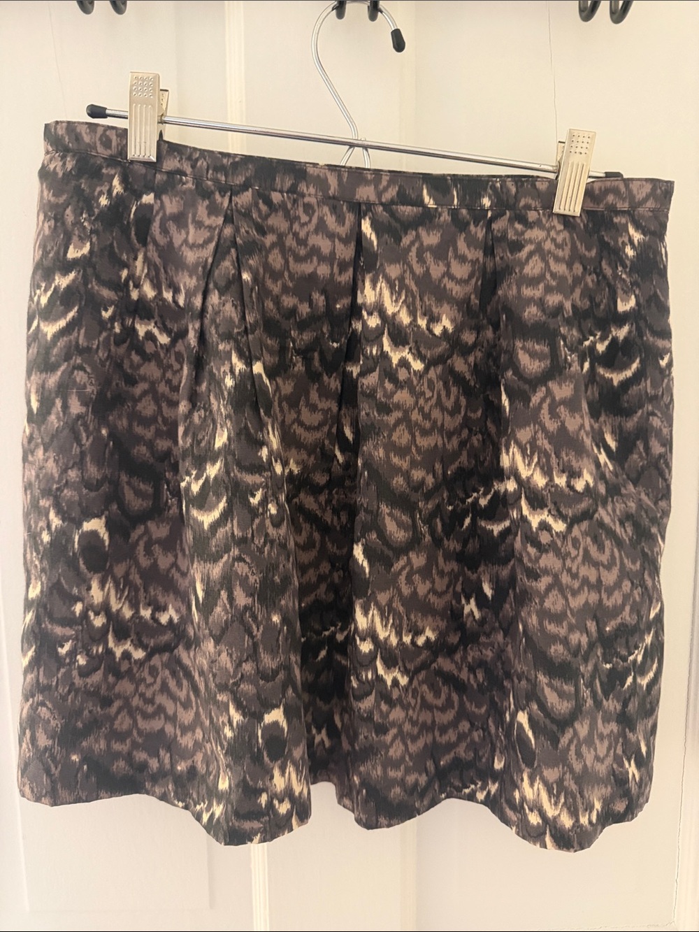 Madewell Black and Brown Abstract Print Skater Skirt